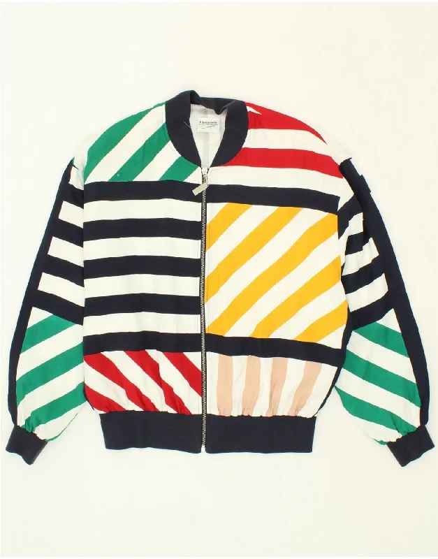 HAMMERLE Womens Oversized Bomber Jacket EU 40 Medium Multicoloured Striped