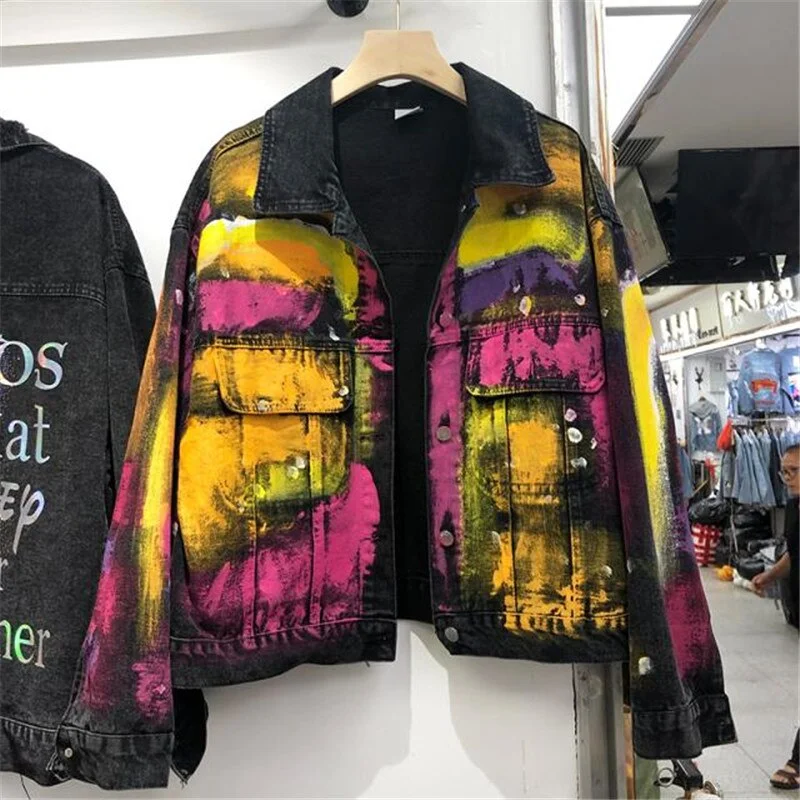 Painted Denim Jacket Streetwear