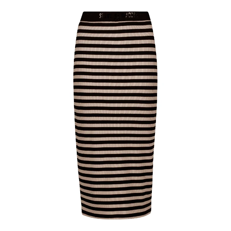 KINSLEY STRIPED BLACK CHAMPAGNE BODYCON SKIRT