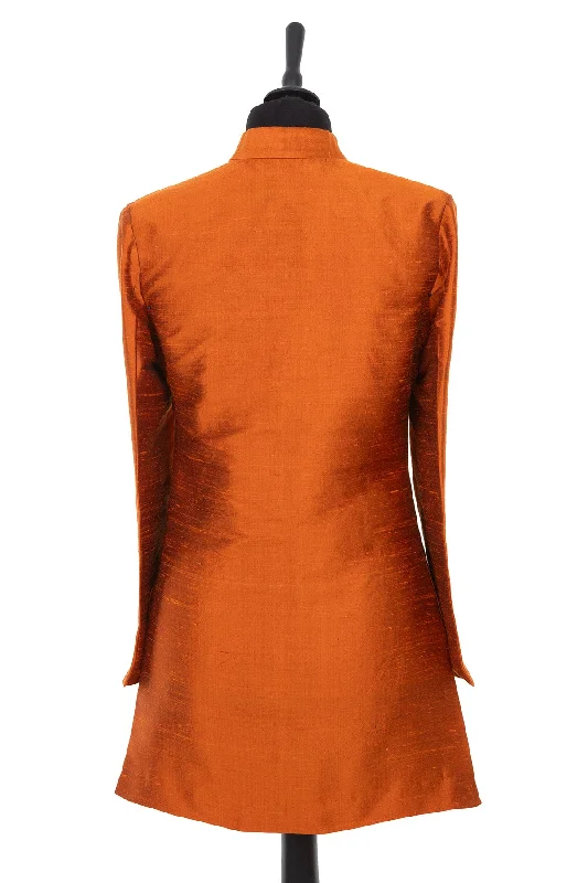 Long Nehru Jacket in Burnt Orange