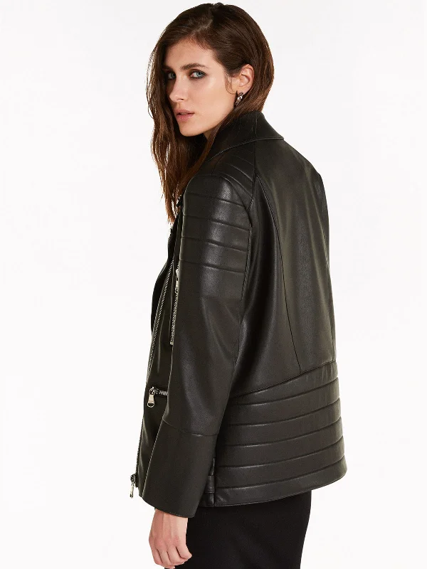 Over-Sized Style Women's Black Faux Leather Jacket