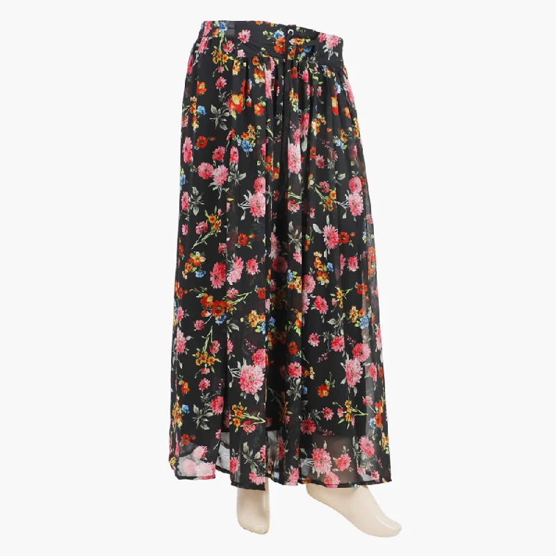 Women's Western Printed Skirt Eyelet Style - Black