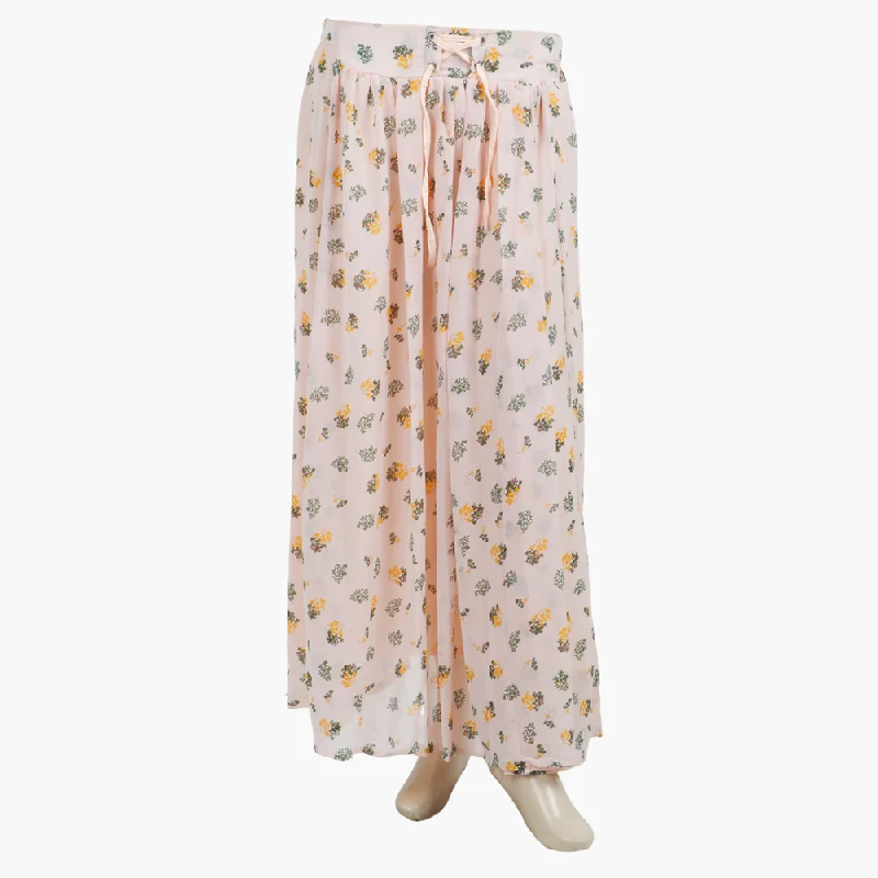 Women's Western Printed Skirt Eyelet Style - Peach