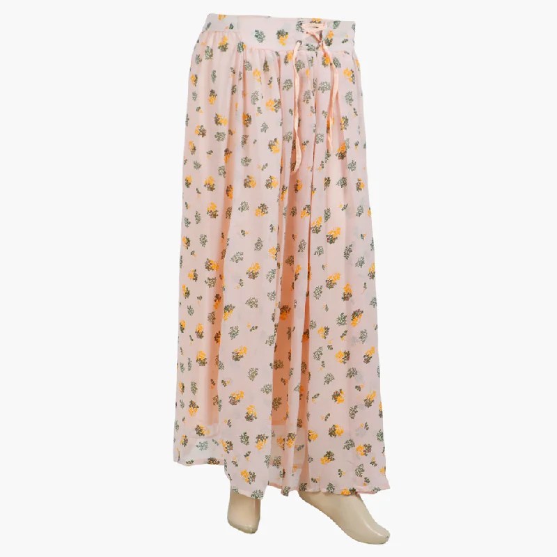 Women's Western Printed Skirt Eyelet Style - Peach