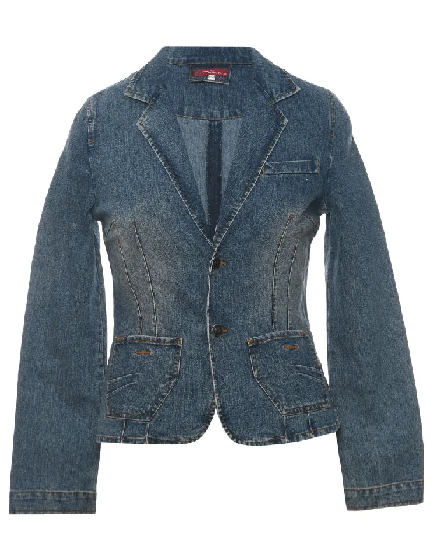 Y2K Stonewash Denim Blazer - M