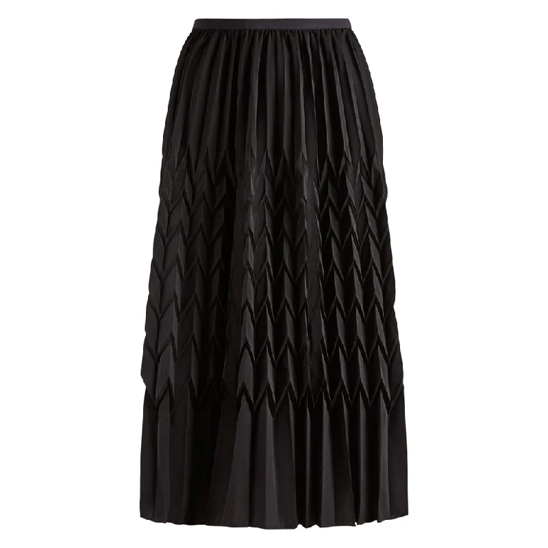 Black Chevron Pleat Skirt