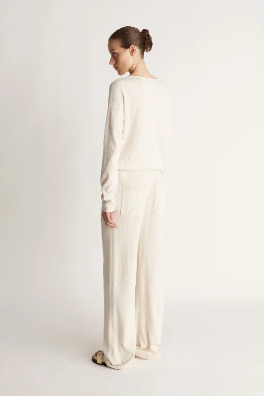 Cotton Cashmere Wide Leg Pant