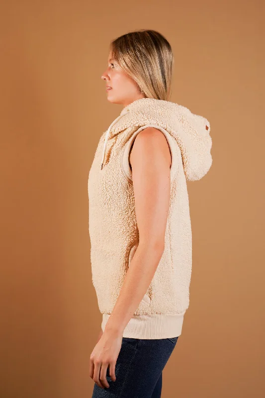 Dani Sherpa Ivory Hoodie Vest