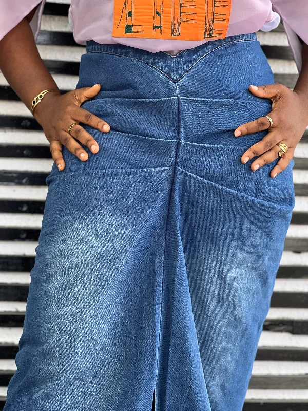 Denim Draped Skirt