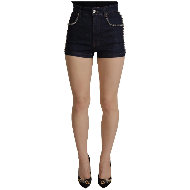 Dolce & Gabbana Chic High Waist Hot Pants Shorts with Crystal Detailing