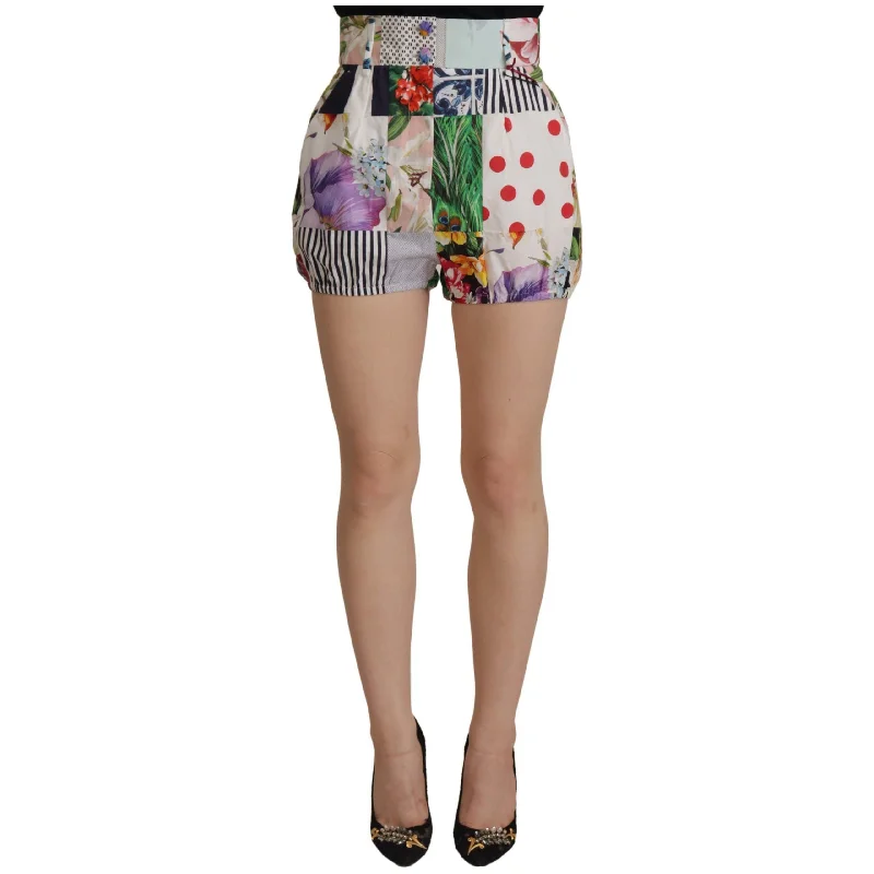 Dolce & Gabbana Patchwork High Waist Designer Shorts