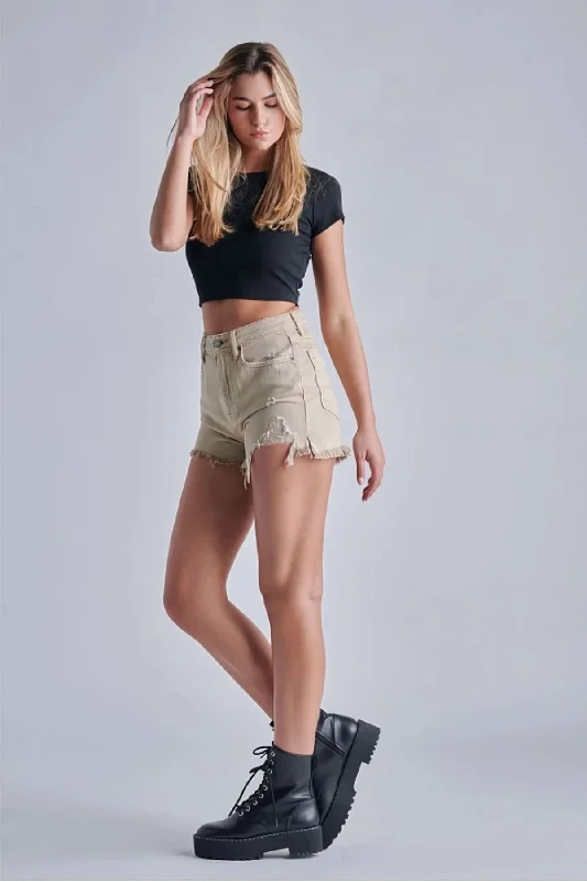 Khaki Finn High Rise Shorts