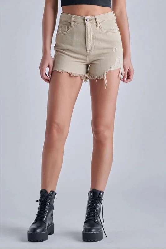 Khaki Finn High Rise Shorts