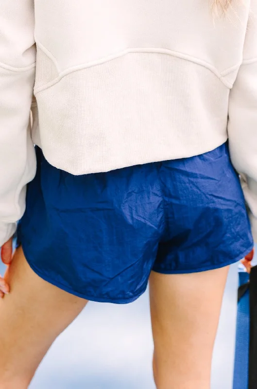 Off To A Good Start Navy Blue Running Shorts