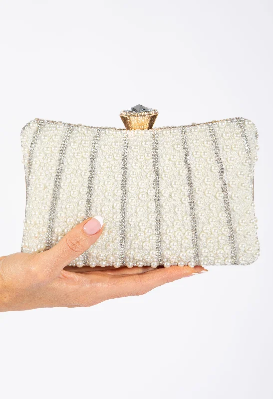 Pearl and Diamante Detail Clutch Bag