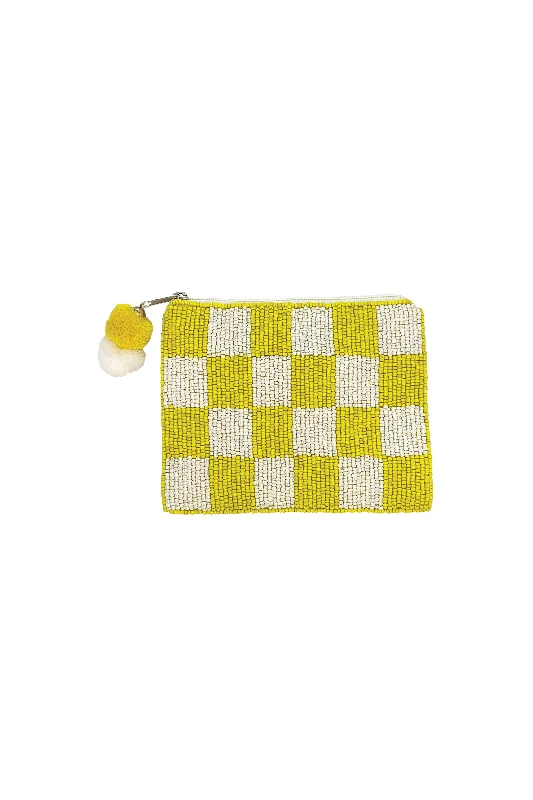 Checker Board Beaded Pouch