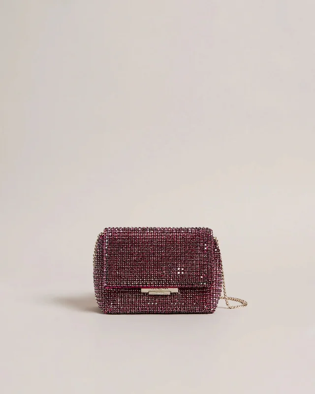 GLITERS Crystal Mini Cross Body Bag - Purple