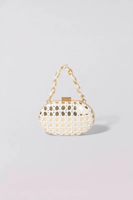 Sol Macrame Leather Clutch - White